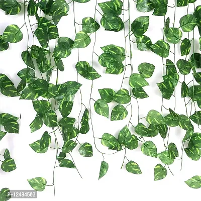 VIMIFORYOU Artificial Money Plants Green Leafs Creepers, Artificial Vines Garlands for Home Decoration, Wall Hanging, Party Decoration, Office Decoration (Pack of 6 Creeper) (6 Feet Each).-thumb5