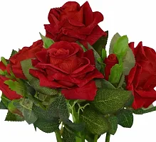 Daissy Raise Artificial Rose Flowers (Red) Red Rose Artificial Flower (13 inch, Pack of 2, Flower Bunch)-thumb2
