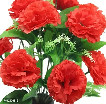 Daissy Raise Artificial Carnation Flower Bunch (Red) - 12 Sticks-thumb5