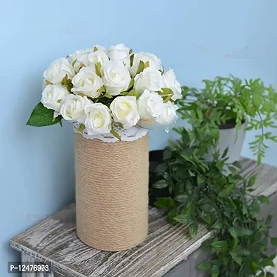 Daissy Raise Artificial Rose Flowers Bunches for Vase (12 Heads, 24 cm, White)-thumb2