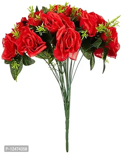 Daissy Raise Decorative Artificial Rose Flower Bunches (45 cm Tall, 24 Heads, Red)