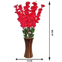 Daissy Raise Artificial Cherry Blossom Flowers with Vase for Home, Office Decoration Color Red Pack of 1-thumb1