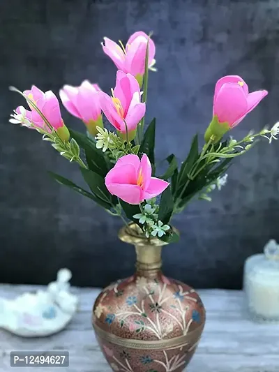 Daissy Raise Artificial Flower Bunch Light Pink Fake Flowers for Home Decoration (Without Pot )-thumb5
