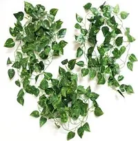 DN Enterprises Artificial Maple Green Wall Hanging Money Plant Leaf Bail (6 Strings, 8Ft Tall) | Artificial Money Plant Leaf Creeper | Wall Hanging | Party Office Festival Theme Decorative Plants-thumb1