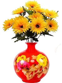 Daissy Raise Beautiful Decorative Artificial Garabara Flower Bunches for Home d?cor (48 cm Tall, 10 Heads, Yellow)-thumb1