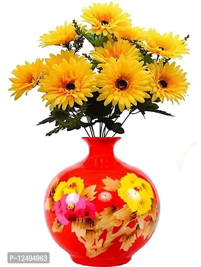 Daissy Raise Beautiful Decorative Artificial Garabara Flower Bunches for Home d?cor (48 cm Tall, 10 Heads, Yellow)-thumb2