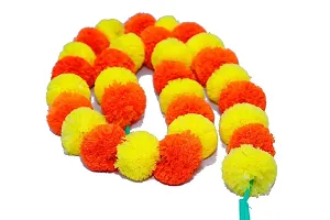 Generic Artificial Marigold Fluffy Flowers Garlands for Decoration - (Yellow  Dark Orange)-thumb1