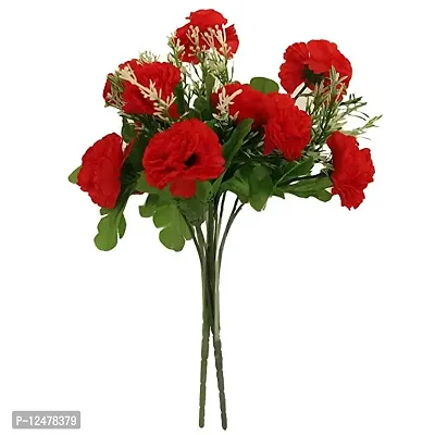Daissy Raise Artificial Flowers Bunches for Vase (Set of 2, 32 cm, Red) - Home Decoration-thumb0