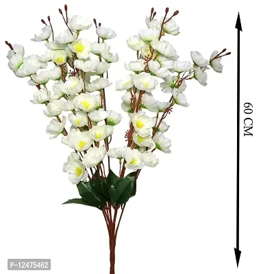 Daissy Raise Artificial Cherry Blossom Flowers for Home, Office Decoration Color White Pack of 1-thumb2
