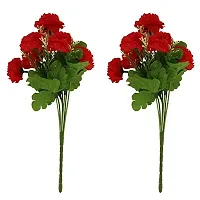 Daissy Raise Artificial Flowers Bunches for Vase (Set of 2, 32 cm, Red) - Home Decoration-thumb1