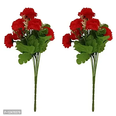 Daissy Raise Artificial Flowers Bunches for Vase (Set of 2, 32 cm, Red) - Home Decoration-thumb2