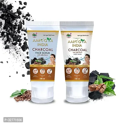 Natural Skin Care Charcoal Facewash and Charcoal Scrub for Remove Dead Skin Combo of 2-thumb0