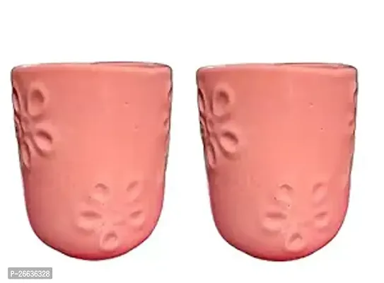 Ceramic Pink Planter Glass Twin Small Indoor Outdoor Plant Pot Home,Office Planter , Home Decor Pack Of 2