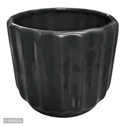 Ceramic Planter Black Small Size Indoor Outdoor Plant Pot Home Office Planter Home Decor Plant Not Included-thumb0