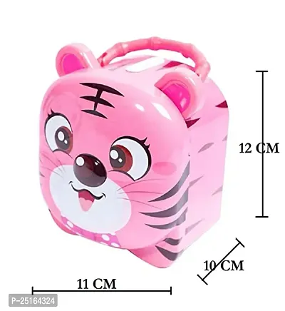 S M World Tiger Coin Box for Kids with Lock and Key Money Bank for Kids Piggy Saving Box for Girls, Boys, Children's Birthday Return Gift(Pink)-thumb4