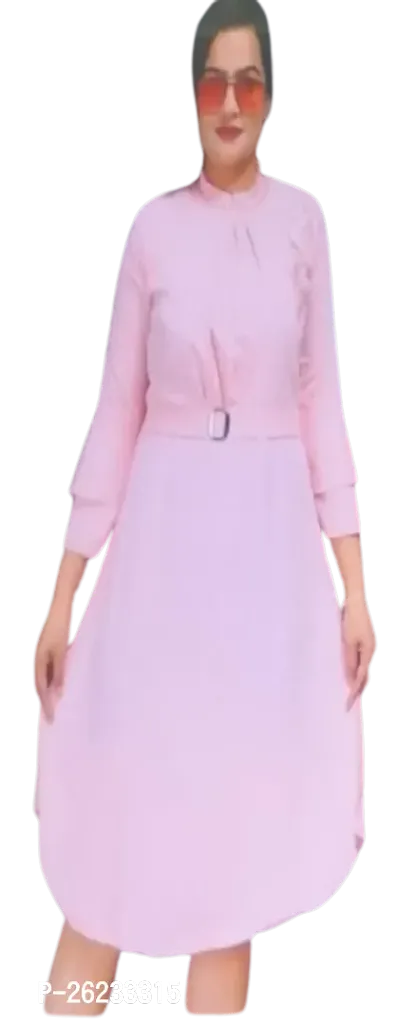 Stylish Pink Rayon Printed Shirt Dress For Women