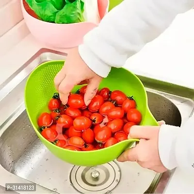 Plastic Rice BowlFood Strainer Thick Drain Basket with Handle for Rice Vegetable And Fruit-thumb0