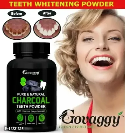 Govaggy CHARCOLTeeth Whitening Powder | Enamel Safe  Effective Teeth Whitener Solution| Stain Removal and Triple Mint Formula For Long Lasting Freshness For All Teeth Types-thumb0