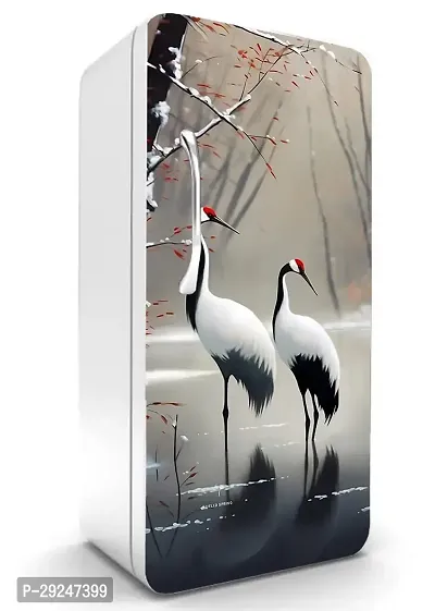 ADV WALL INDIA Waterproof Birds Print Single Door Fridge Sticker//self-Adhesive Stickers//fridge door sticker//trendy Floral for fridge Vinyl Sticker (Size: 120 x 61cm)-thumb0