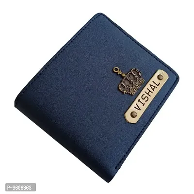 Giftorious Customised Name Wallet for Men with Coin Pouch - Navy Blue