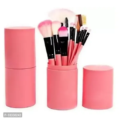 Makeup Brush Set With Storage Barrel - Pink Pack Of 12nbsp;-thumb0