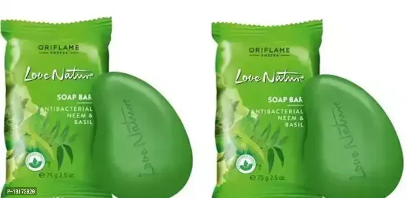 Oriflame Sweden Love Nature Soap Bar - Antibacterial Neem  Basil (2 x 75 g) (2 x 75 g)-thumb0