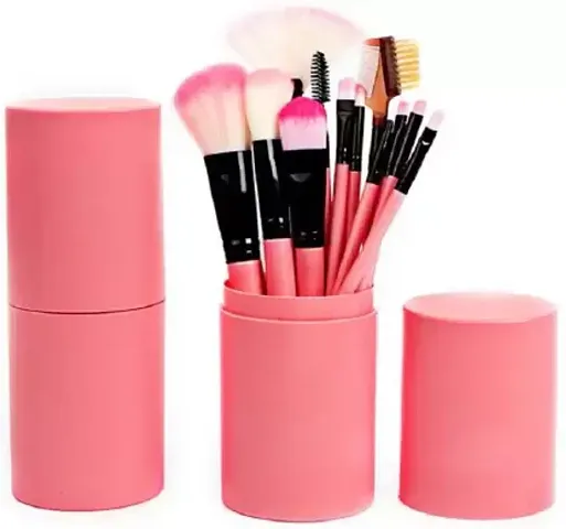 SUNISA Pink Soft Synthetic Bristles Makeup Brushes Set of 12 with Storage Box - (Pack of 13)