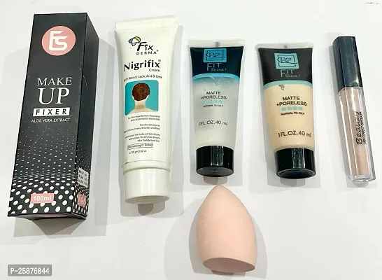 Combo of 6 product-fixer+nigrifix+primer+foundation+concealer+puff