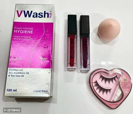 v-wash+2pc mini lipstick+puff+g-eyelashes