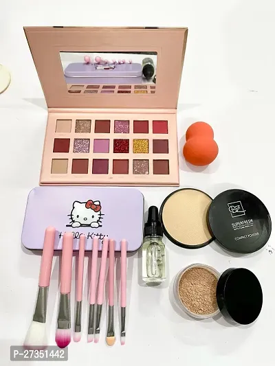 nude eyeshadow+puff+pink kiti+serum+loose powder+compact+-thumb0