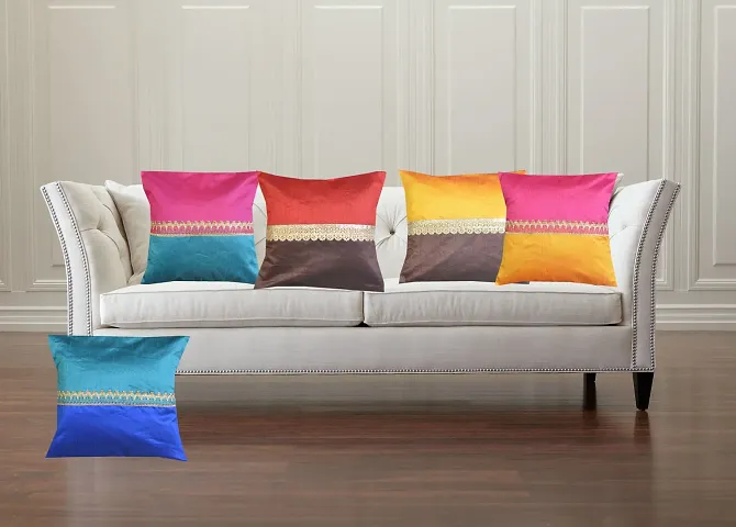 Plain Colour with Golden Less- Throw Pillow/Cushion Covers Set 12x12 inchs Set of 5 pcs