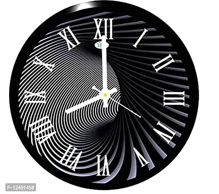 VIREO-11 Inches Big Designer Black and White Wall Clock for Home/Living Room/Bedroom / Kitchen and Office -Mad2