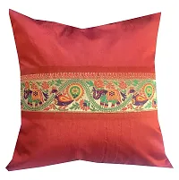 Pinkparrot Multi Colour Art Jacquard Silk Cushion Cover Set of 5-16x16 inch-thumb1