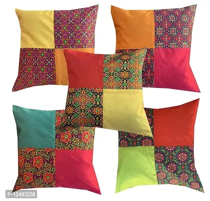 Pinkparrot Dupian Jacquard Multi Colour Throw Pillow Covers/Cushion Covers - Set of 5