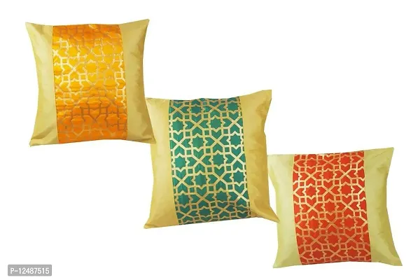 VIREO Range Polyester Cushion Cover (16x16-inch, 40x40 cm, Multicolour) Set of 3 pcs-thumb0