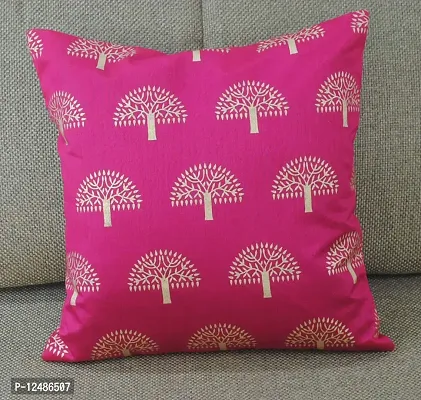 VIREO Dupion Silk with jacquard motiv Cushion Cover; 16X16 inch; Pink -Set of 5-thumb3