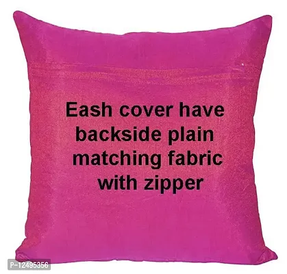 Pink parrot- Jacquard dopian Silk Multi Colour Cushion Cover 16x16 inch-Set 5 pcs-thumb2