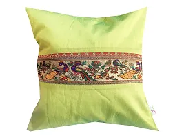 Pinkparrot Multi Colour Art Jacquard Silk Cushion Cover Set of 5-16x16 inch-thumb1