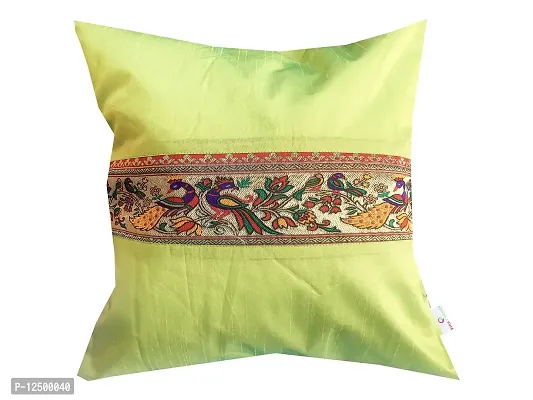 Pinkparrot Multi Colour Art Jacquard Silk Cushion Cover Set of 5-16x16 inch-thumb2