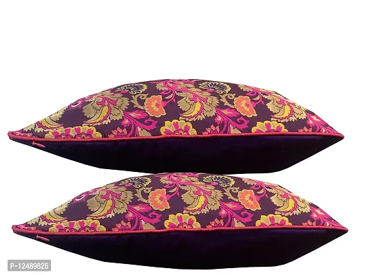 Pink parrot- Jacquard Silk Multi Colour Square Cushion Cover 16x16 inch-Set 2 pcs-thumb3