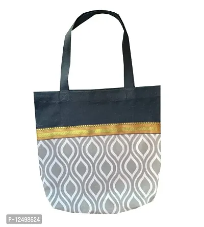 Vireo Reusable Tote Bags|100% Cotton Grocery Bag|Sturdy Cotton Bag |College Bag|Shopping Bags Kitchen Essentials|Vegetable Bag| jhola|Carry Bag Set of 2 pcs -Code 8-thumb2