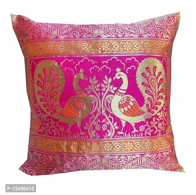 Pinkparrot Dopian Silk Designer Decorative Throw Pillow Covers/Cushion Covers ( 16x16 inches) - Set of 5-001212-thumb3