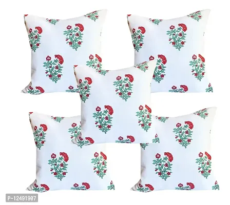 Pinkparrot Cotton Multi Colour Throw Pillow Covers/Cushion Covers ( 18x18 inches) - Set of 5 pcs