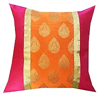 Pink parrot- Jacquard dopian Silk Multi Colour Cushion Cover 16x16 inch-Set 5 pcs-thumb1