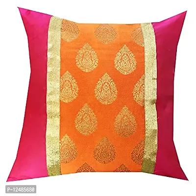 Pink parrot- Jacquard dopian Silk Multi Colour Cushion Cover 16x16 inch-Set 5 pcs-thumb2