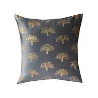 Pink parrot- Jacquard Silk Grey with Gold Motiv Cushion Cover 12x12 inch-Set 5 pcs-thumb1