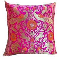 Pinkparrot Dopian Silk Designer Decorative Throw Pillow Covers/Cushion Covers ( 16x16 inches) - Set of 5-001224-thumb1