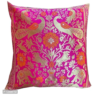 Pinkparrot Dopian Silk Designer Decorative Throw Pillow Covers/Cushion Covers ( 16x16 inches) - Set of 5-001224-thumb2