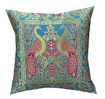 Pink parrot- Jacquard dopian Silk Multi Colour Cushion Cover 16x16 inch-Set 5 pcs-thumb2