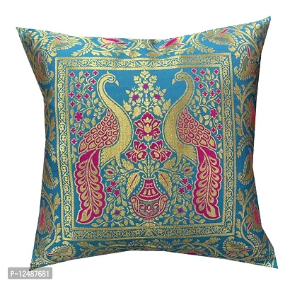 Pink parrot- Jacquard dopian Silk Multi Colour Cushion Cover 16x16 inch-Set 5 pcs-thumb3